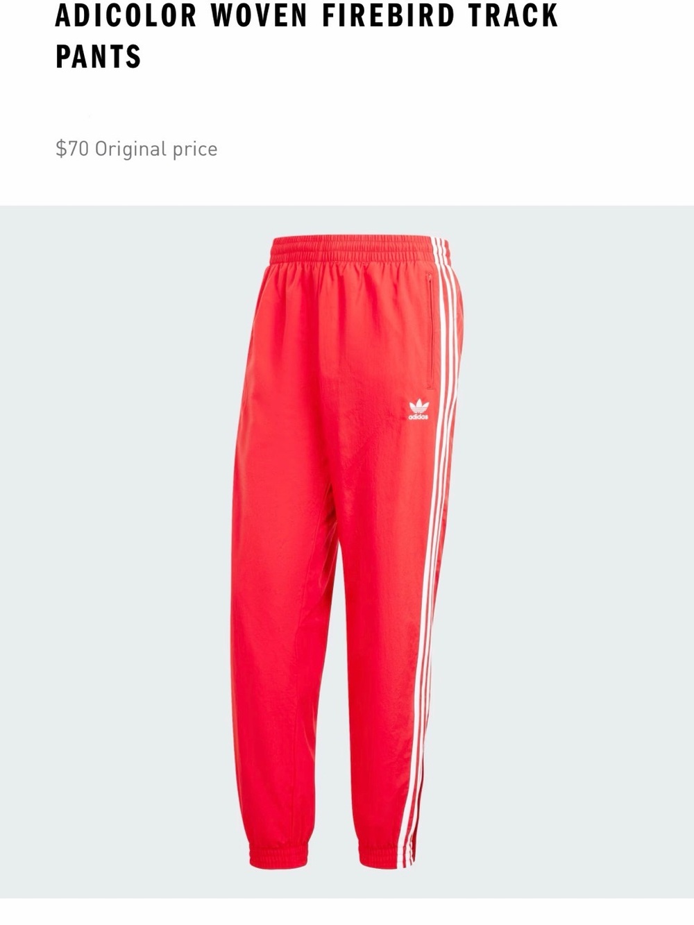 Adidas Red Firebird Joggers with White Stripes